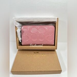 Coach boxed Small Signature Patent Leather Zip Around Wallet